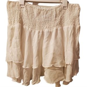 Plus White Shirred Waist Layered Skirt size 4XL